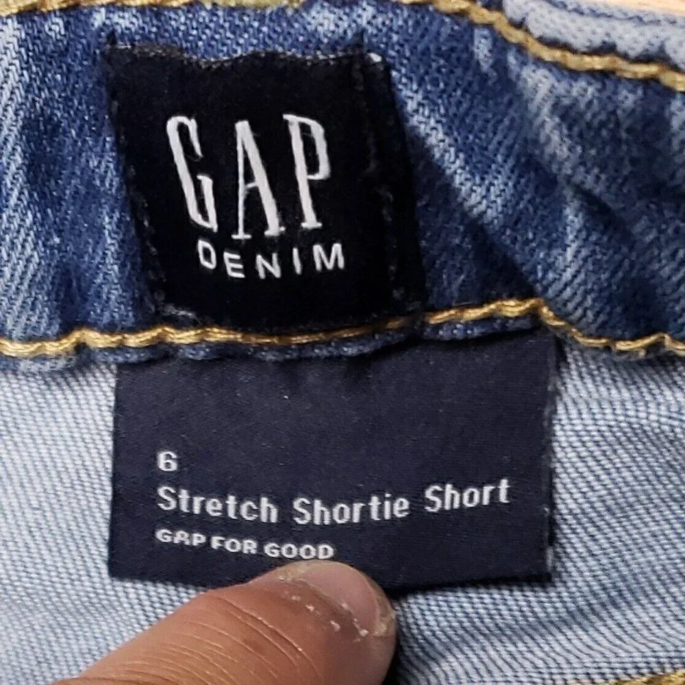 Gap Girls Stretch Shortie Shorts Distressed With Patches 6